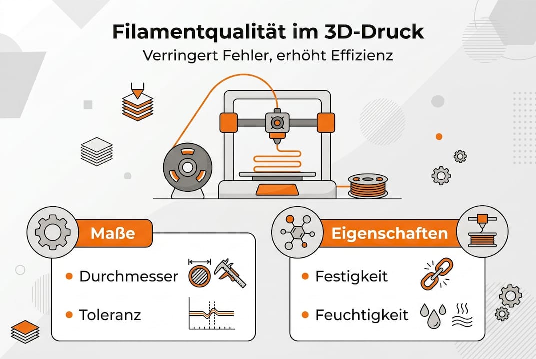 Infografik: Die wichtigsten Qualitätsmerkmale von 3D-Druck-Filamenten auf einen Blick