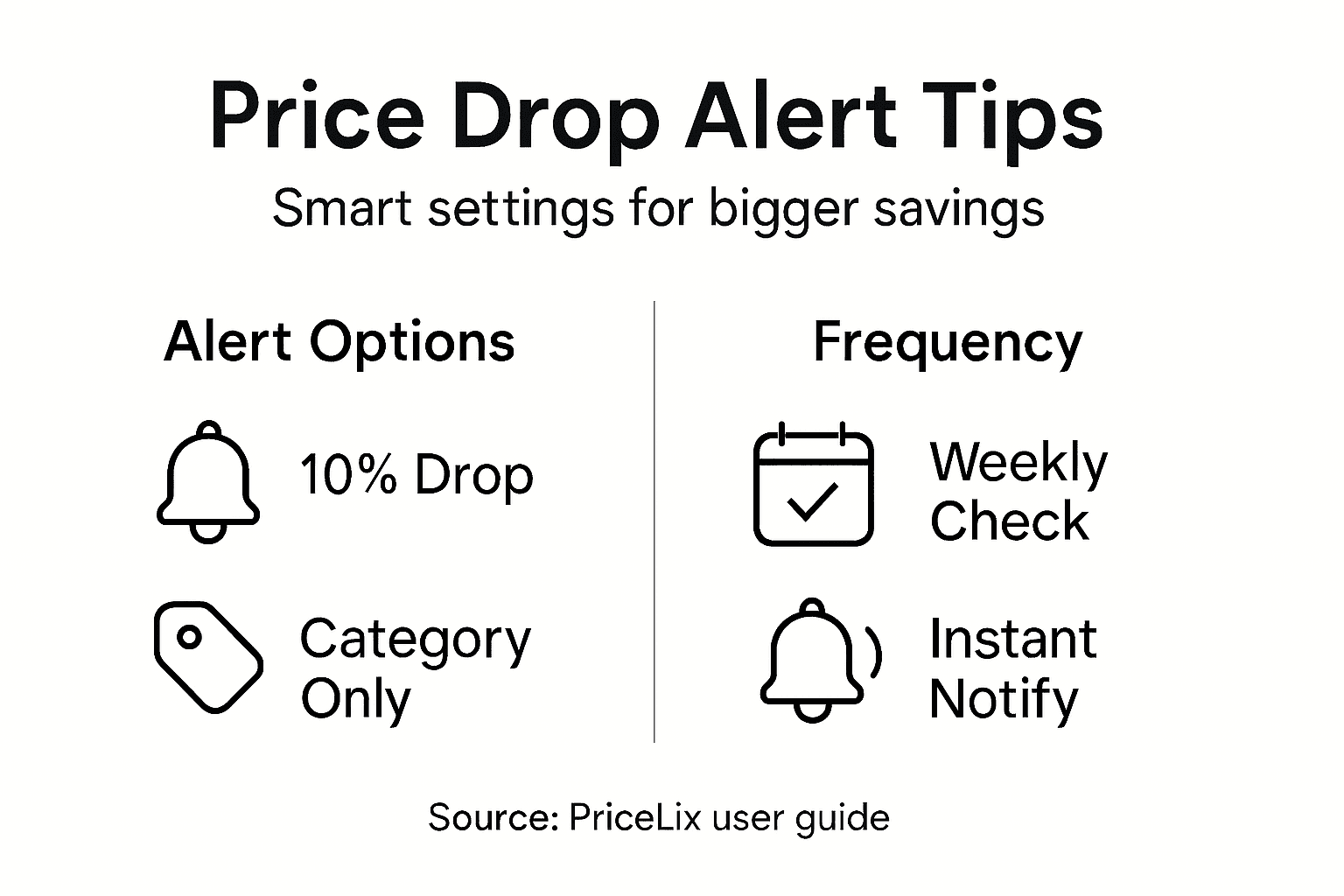 Infographic with price alert tips and options overview