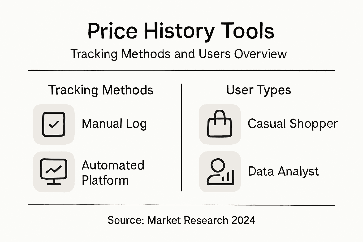 Infographic showing price history tracking methods and users