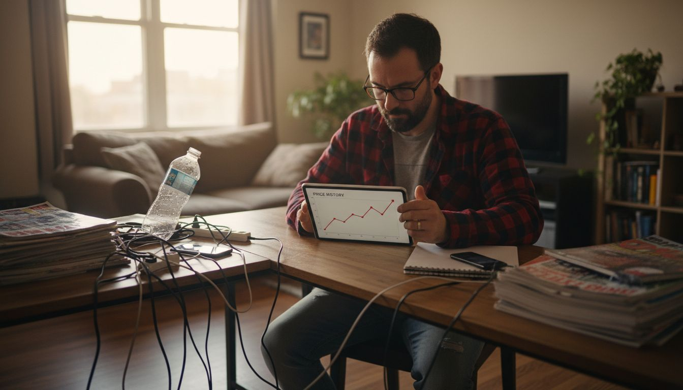 Man tracks prices with tablet tool