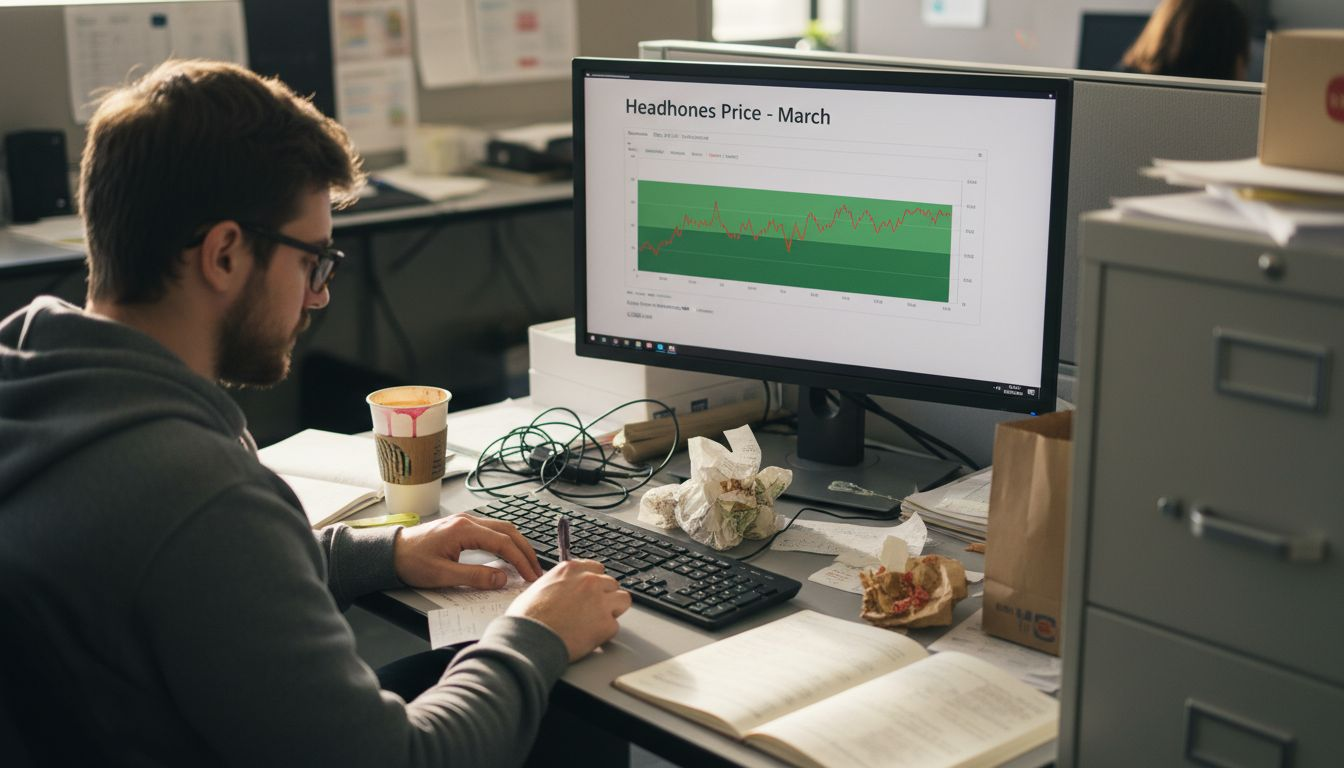 Man analyzing online price chart data