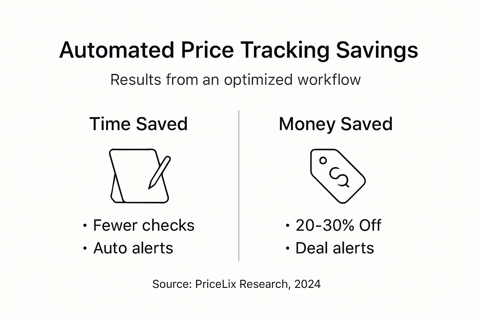 Infographic showing savings and time benefits of price tracking