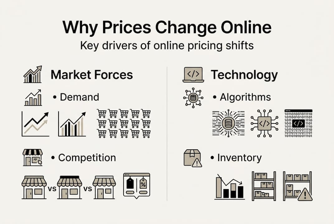 Infographic explaining why online prices change