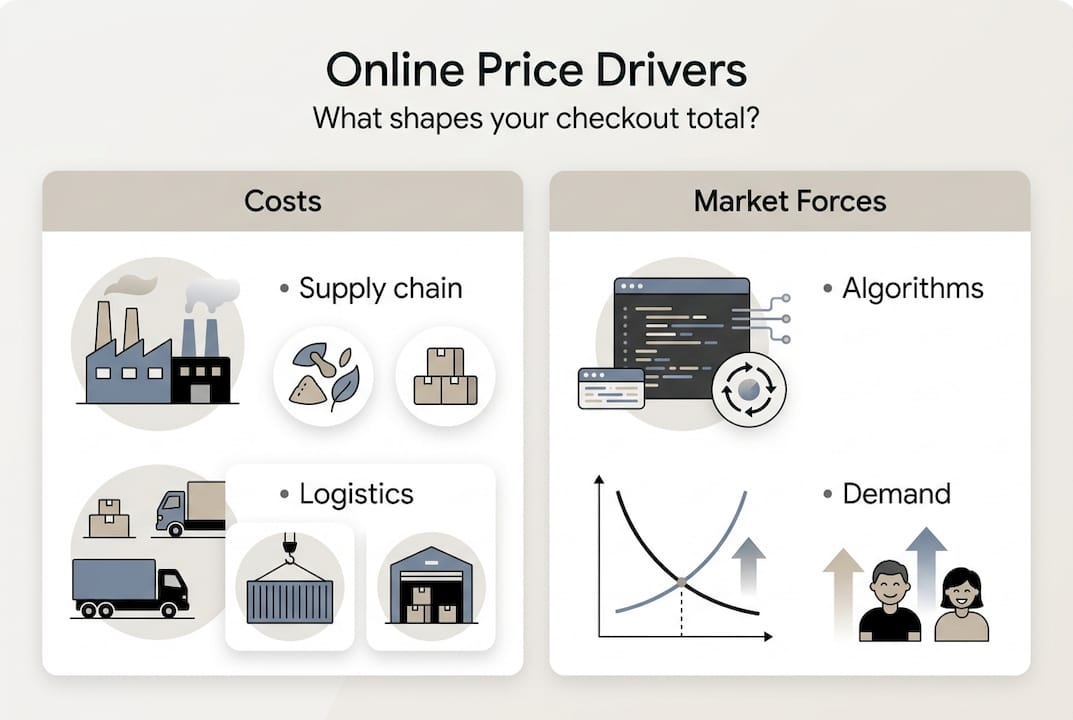 Infographic showing main online price drivers