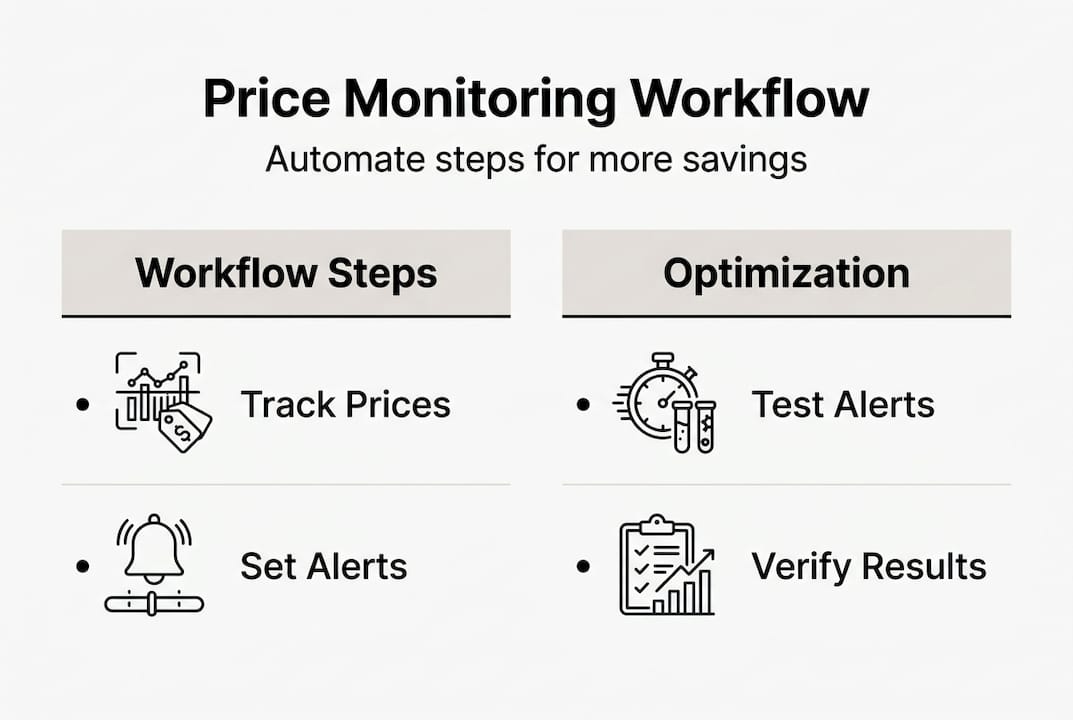 Infographic showing price monitoring workflow steps
