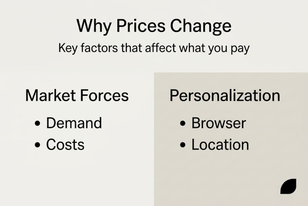 Infographic about reasons for online price changes