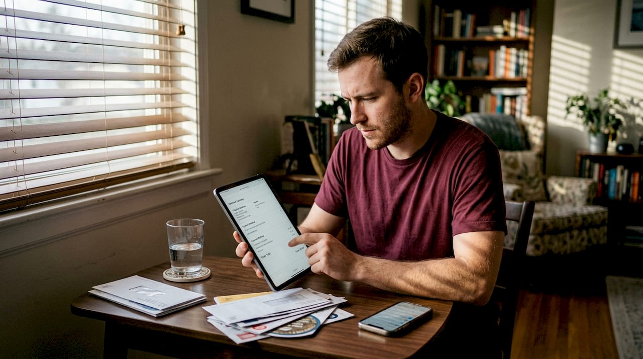 Man checks online checkout for hidden fees