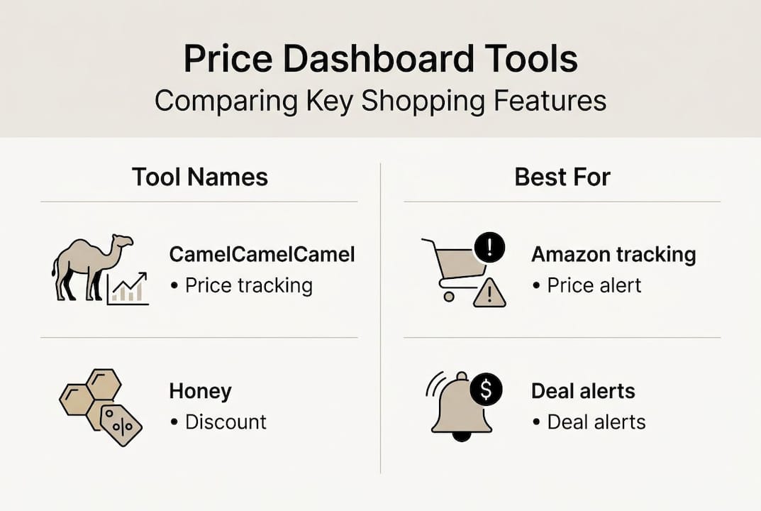 Infographic comparing price dashboard tools and features