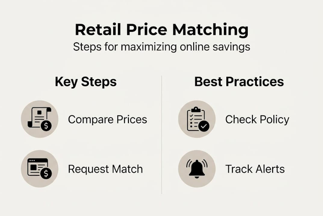 Infographic showing price matching steps and tips
