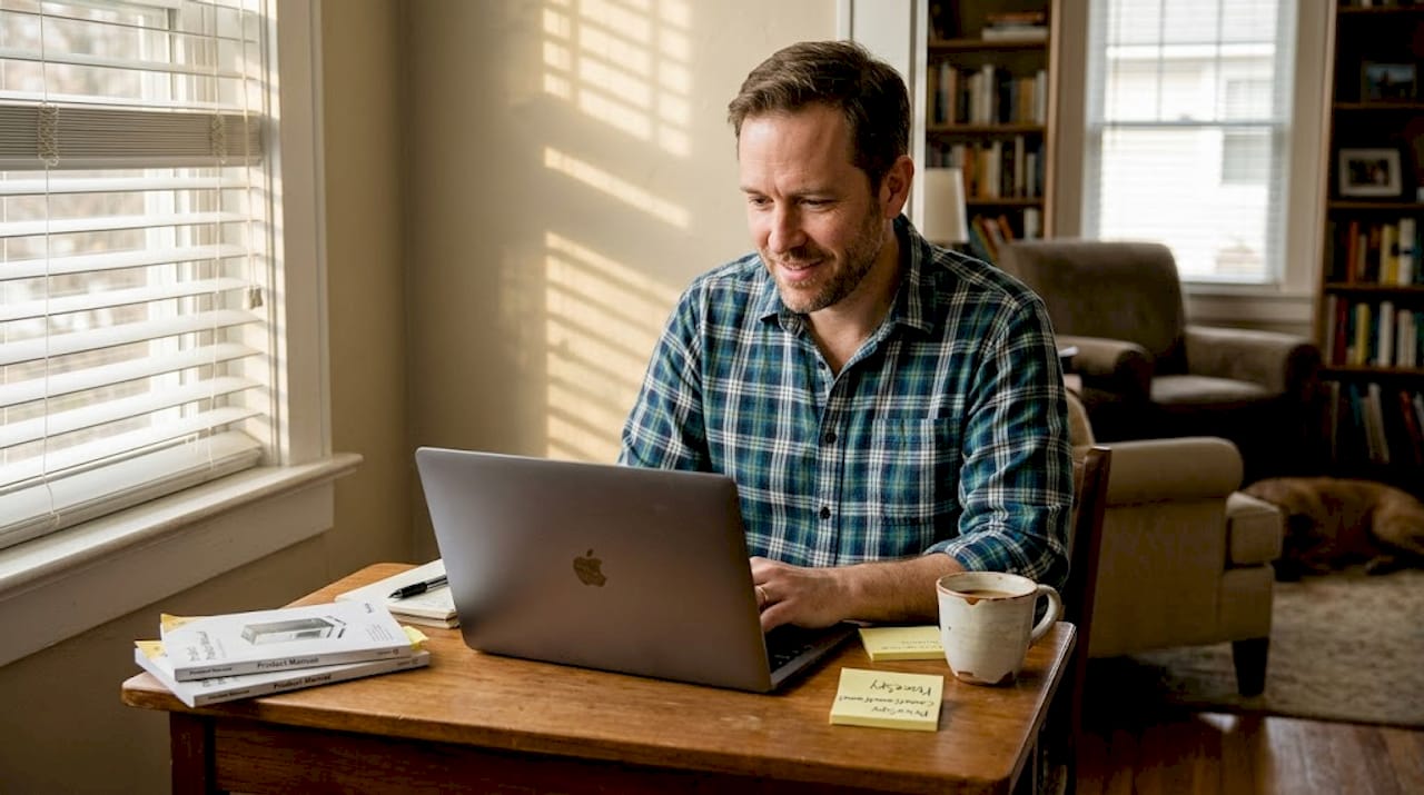 Man researching price tracking tools