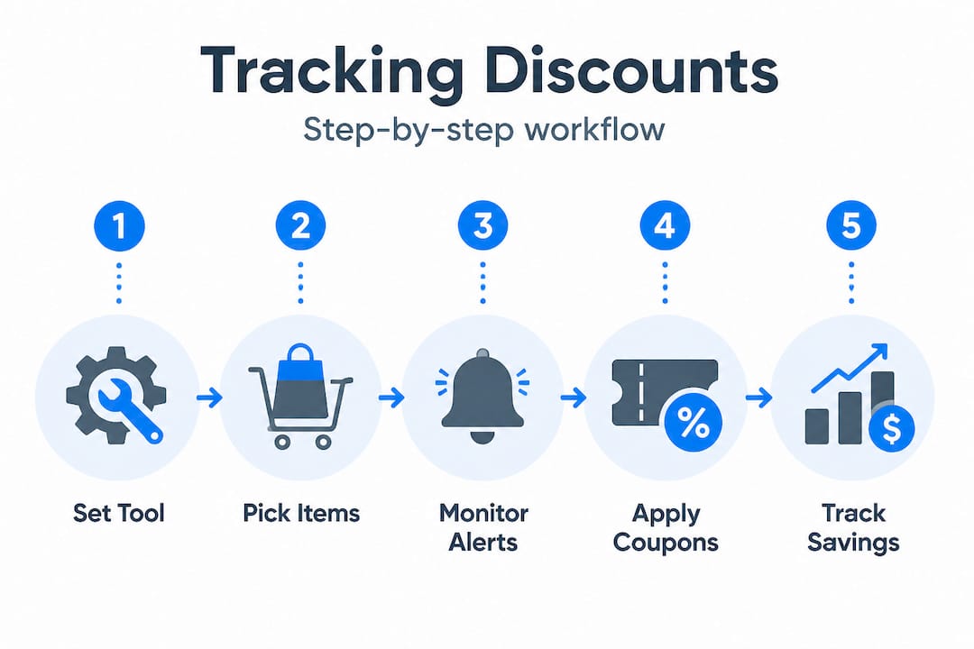 Infographic outlining discount tracking workflow steps