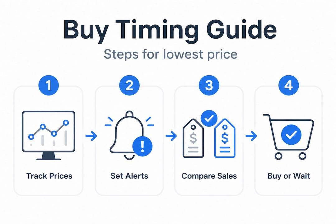 Infographic showing step-by-step buying timing guide