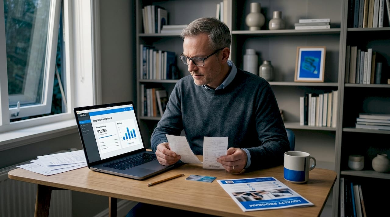 Man comparing savings with loyalty programs
