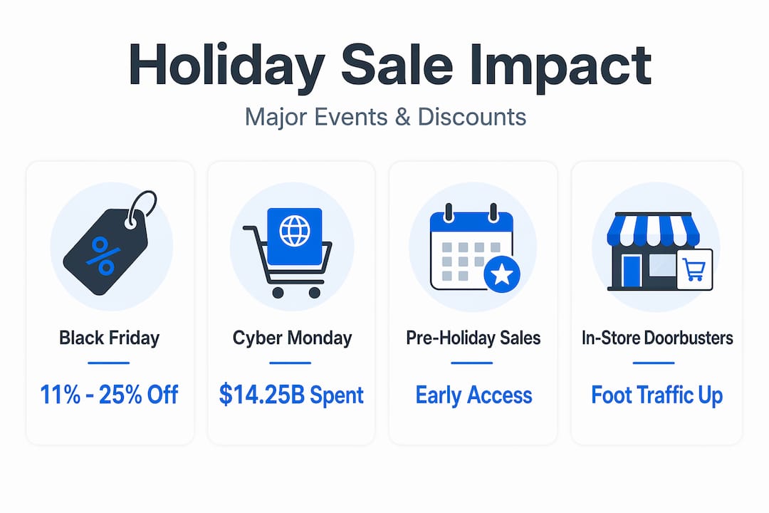 Infographic with holiday sale event statistics
