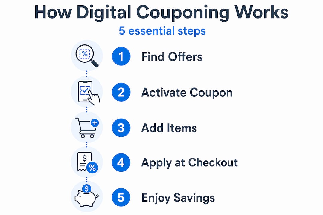 Infographic outlining steps of digital couponing process