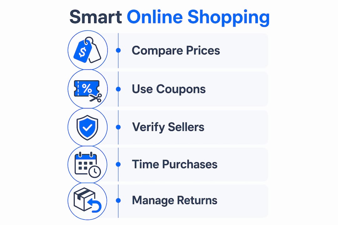 Infographic showing steps for smarter online shopping