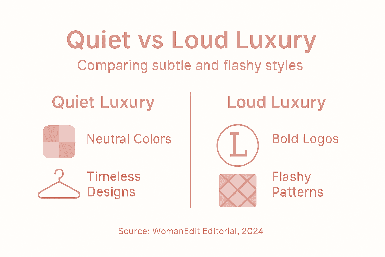Infographic comparing quiet and loud luxury styles
