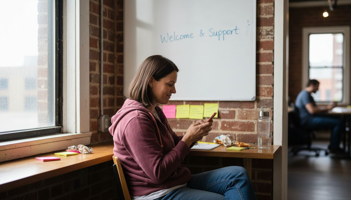 Woman mentoring from cozy coworking space