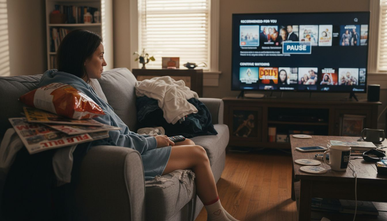 Role of Pop Culture Trends – Impact on Women’s Lives Woman reflecting while watching TV and pop culture