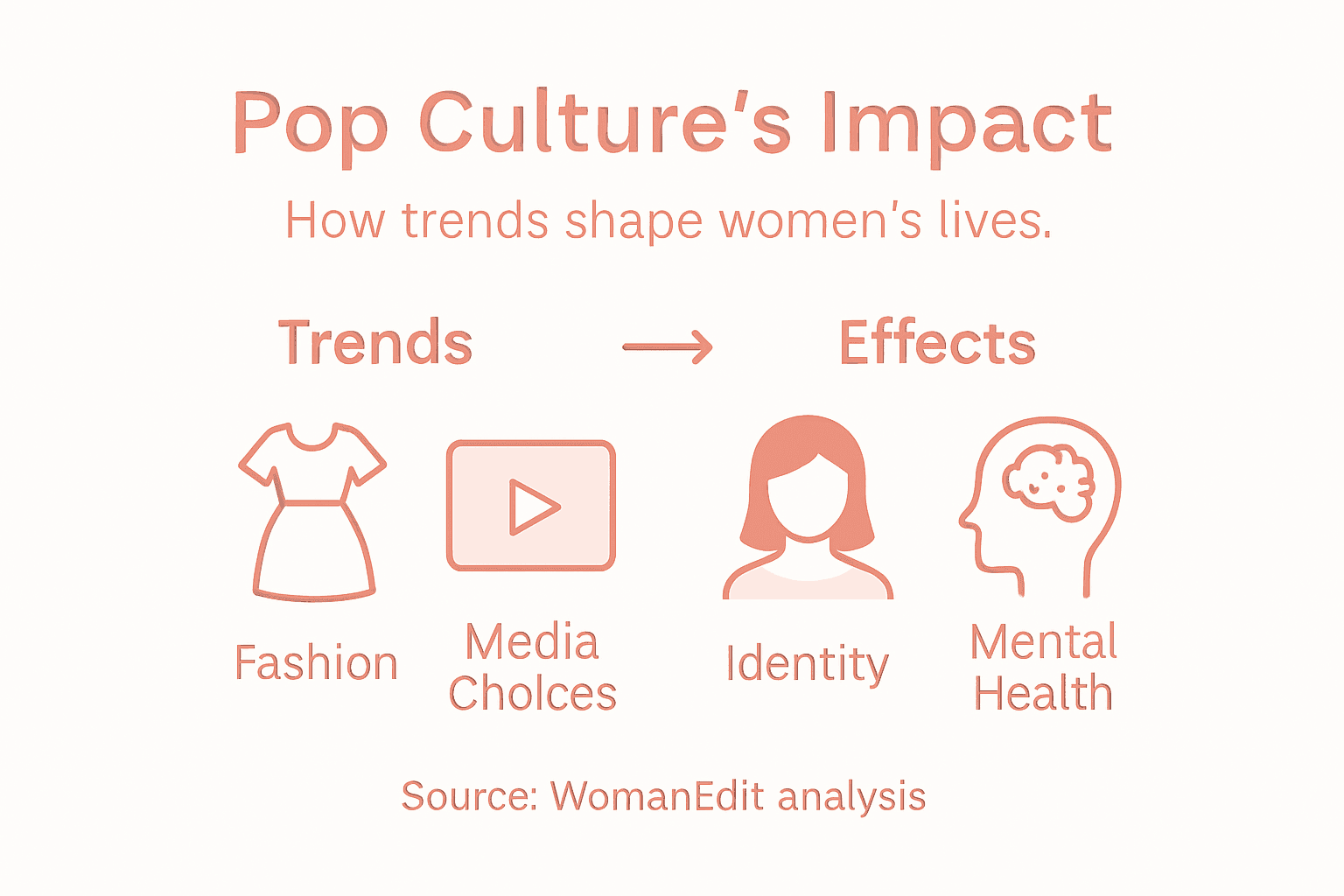 Role of Pop Culture Trends – Impact on Women’s Lives Infographic showing how pop culture affects women