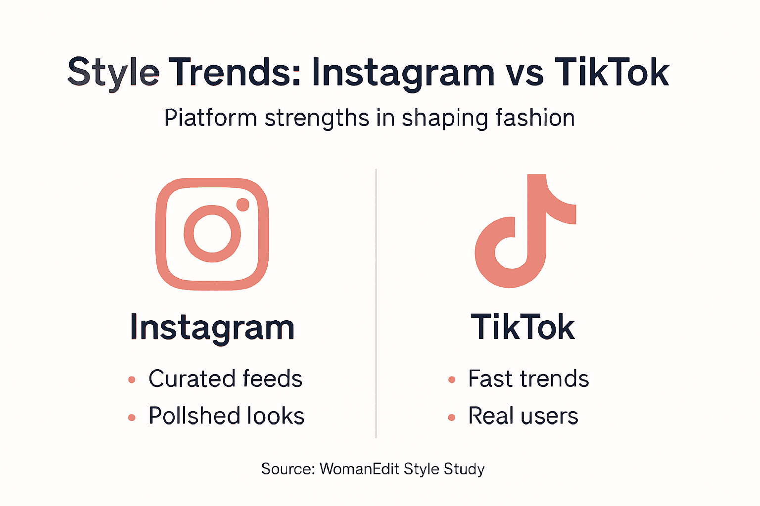 Infographic comparing Instagram and TikTok style impact