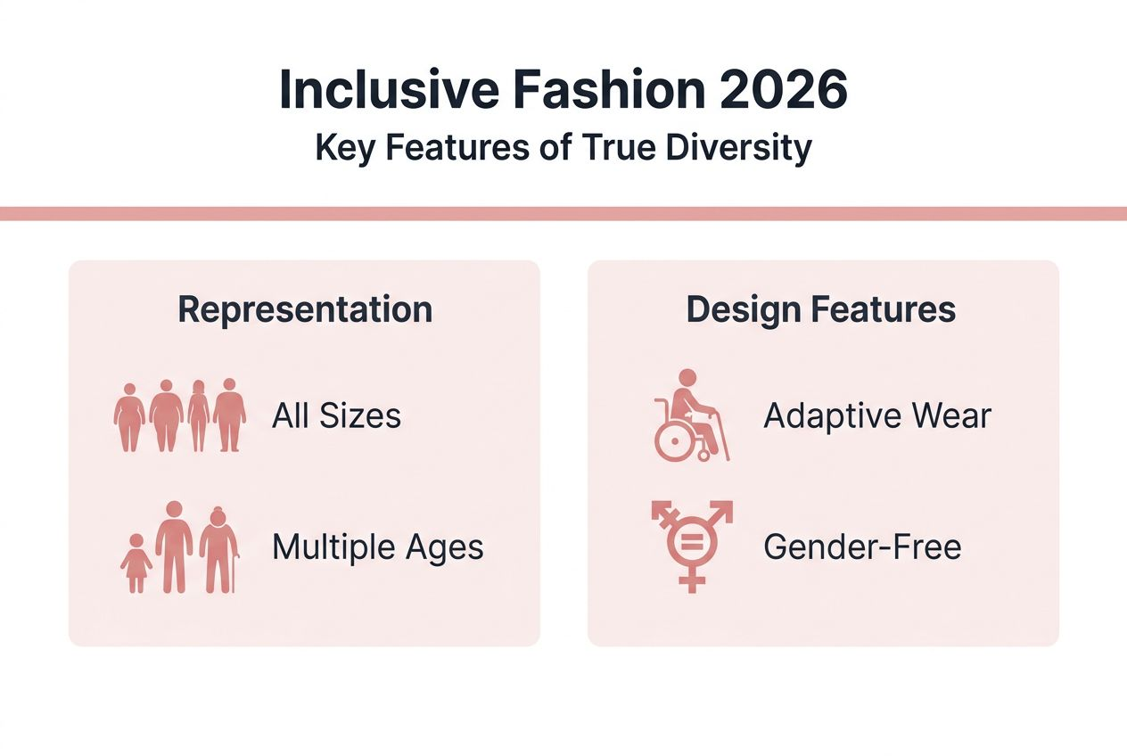 Inclusive fashion infographic with main features