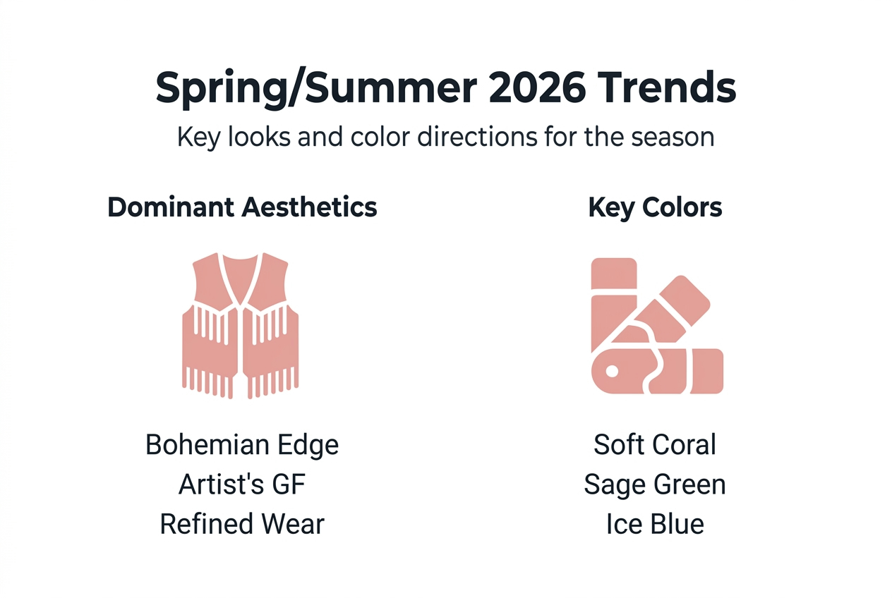 Infographic outlining 2026 spring fashion aesthetics