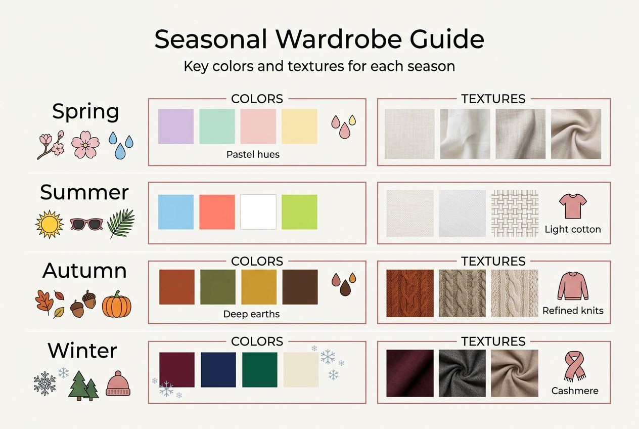 Seasonal color and texture wardrobe infographic