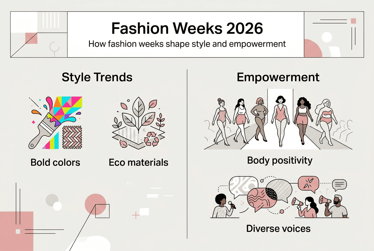 Role of fashion weeks in shaping style and empowerment 2026 Infographic on fashion weeks trends and empowerment