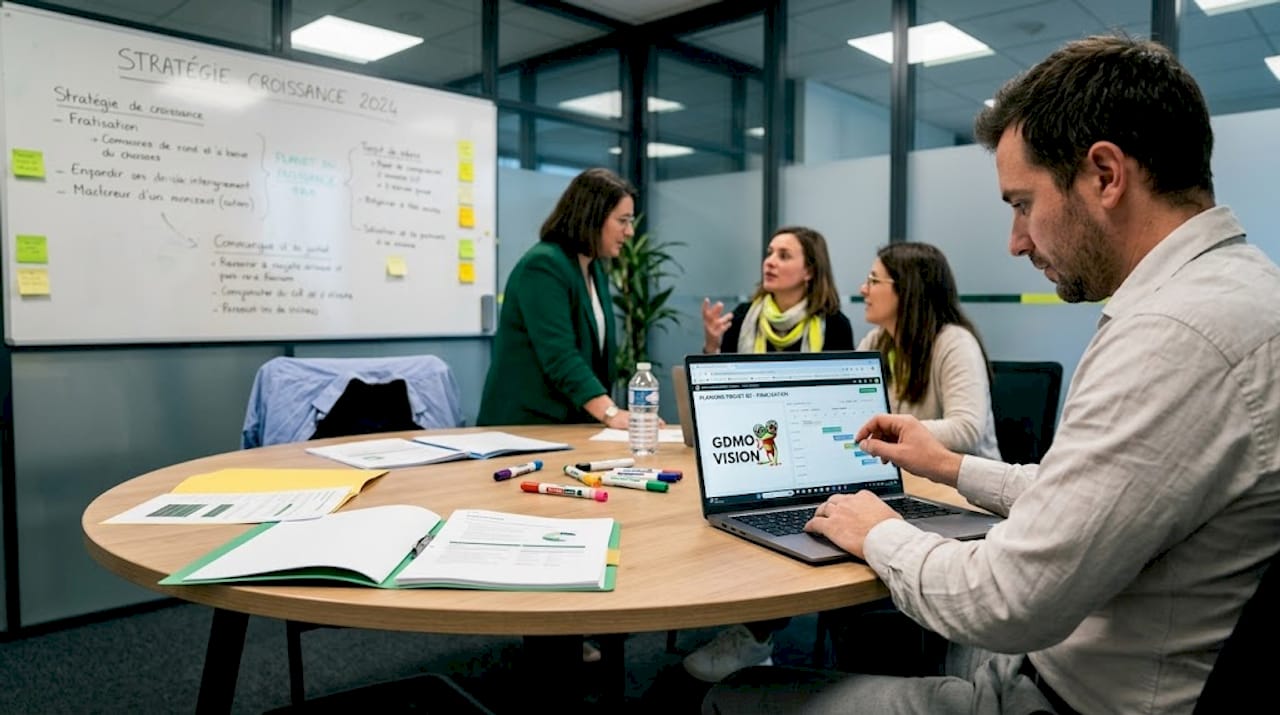 Un dirigeant de PME qui organise l’agenda lors d’une réunion de travail.