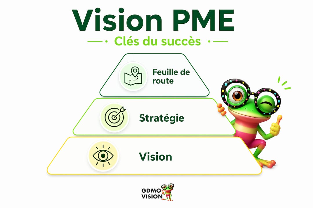Schéma pyramidal présentant la vision, la stratégie et la feuille de route