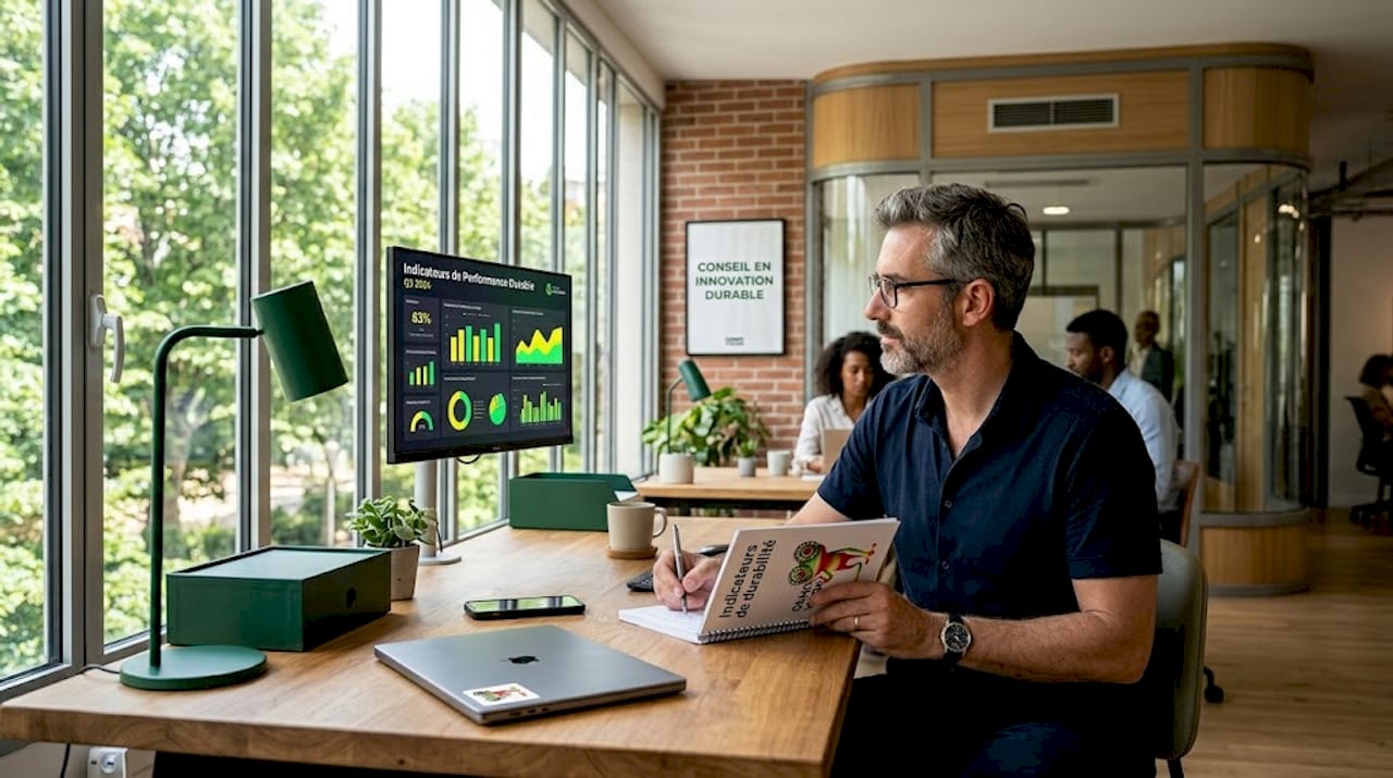 Un analyste passe en revue un tableau de bord dédié à la performance durable dans l’outil de business intelligence.