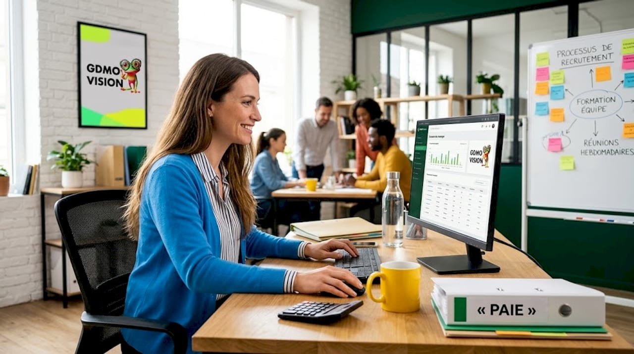 Responsable RH supervisant la gestion de la paie externalisée depuis son bureau