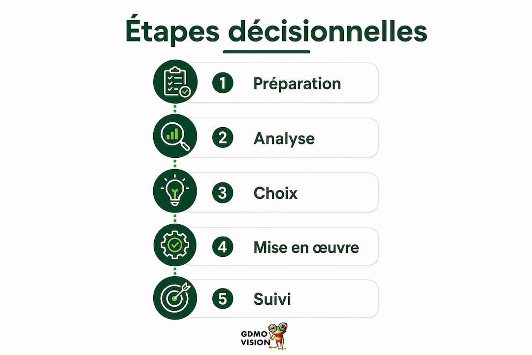 Découvrez en un coup d’œil les grandes étapes pour prendre une décision grâce à cette infographie claire et synthétique.