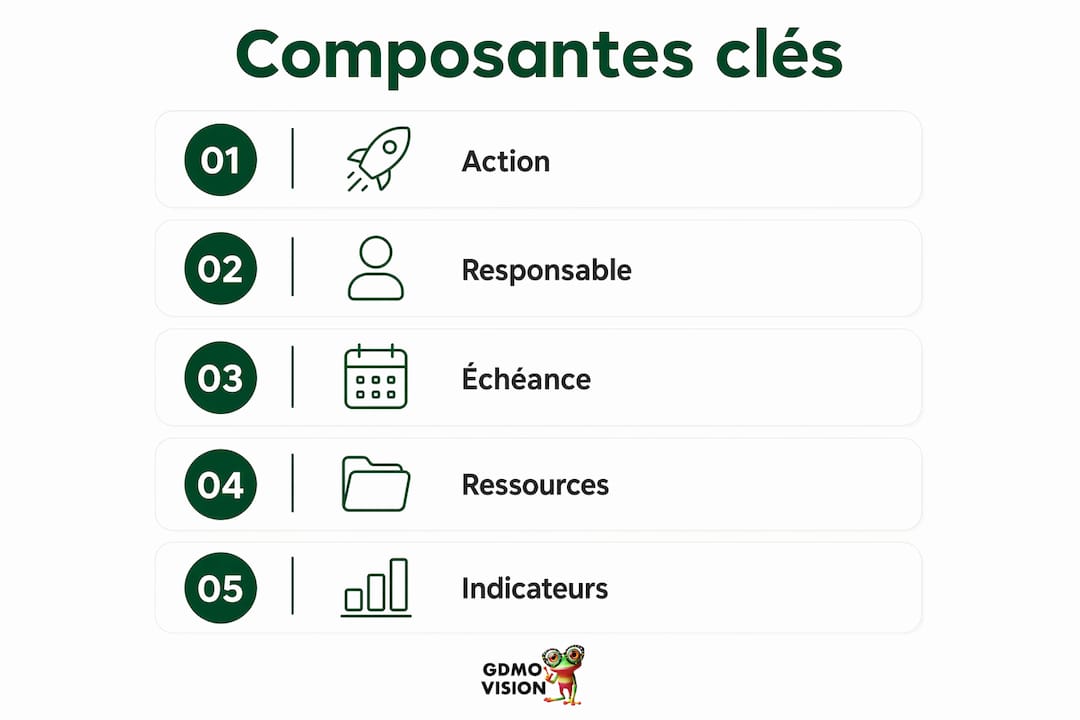 Présentation visuelle des éléments essentiels d’un plan d’action opérationnel
