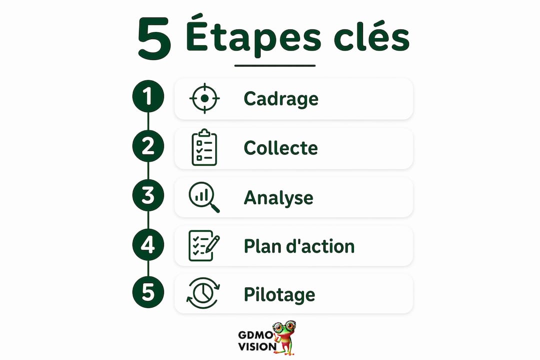 Infographie : les 5 grandes étapes pour réussir un diagnostic organisationnel