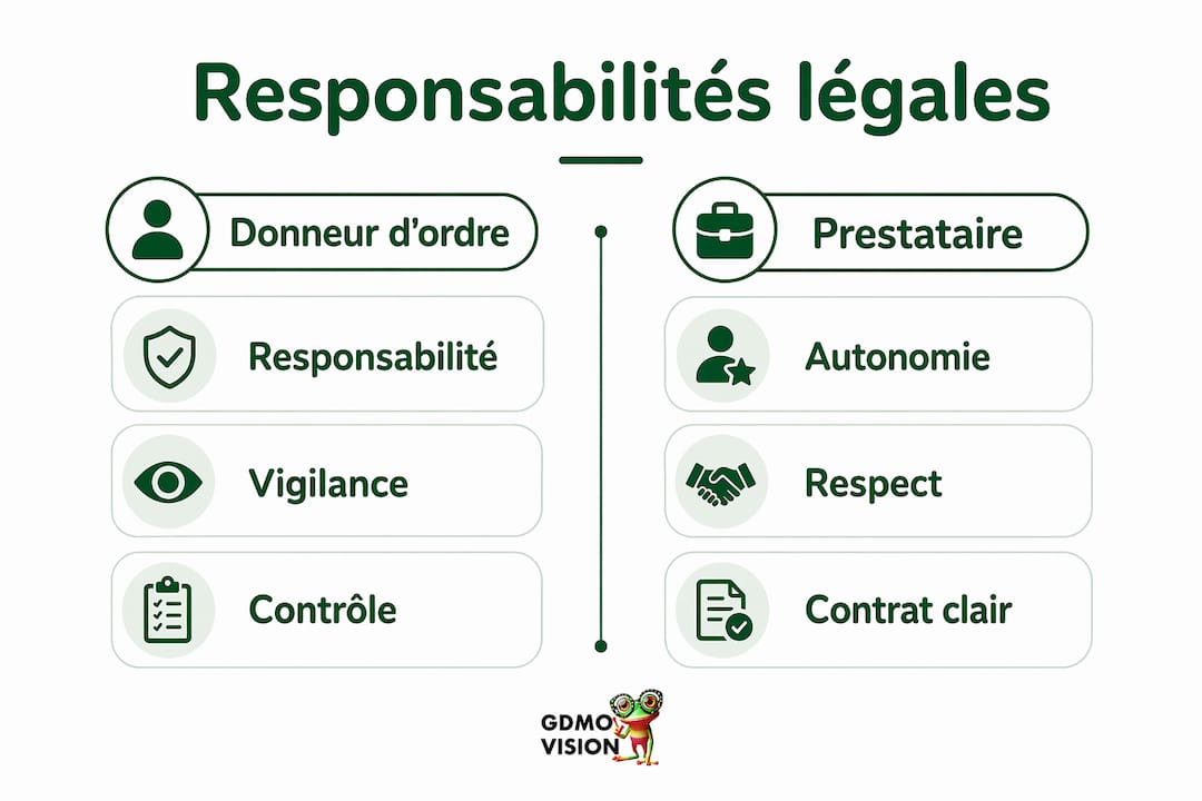 Tableau comparatif des obligations respectives du donneur d’ordre et du prestataire