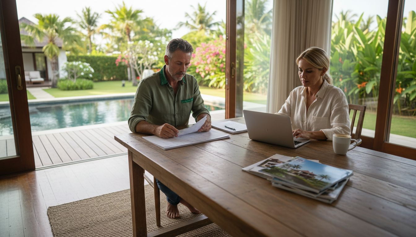 Vacation property investors meet in bright villa