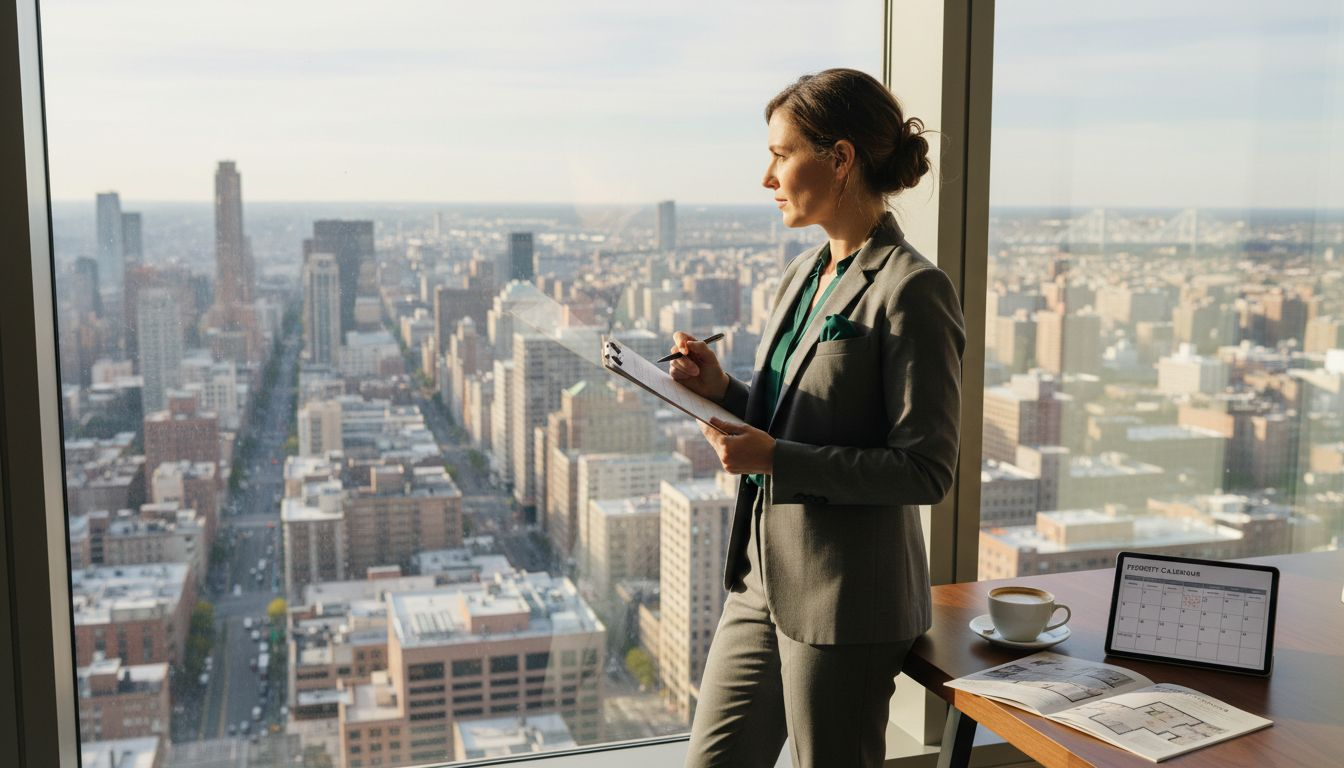 Luxury property manager reviewing guest schedule