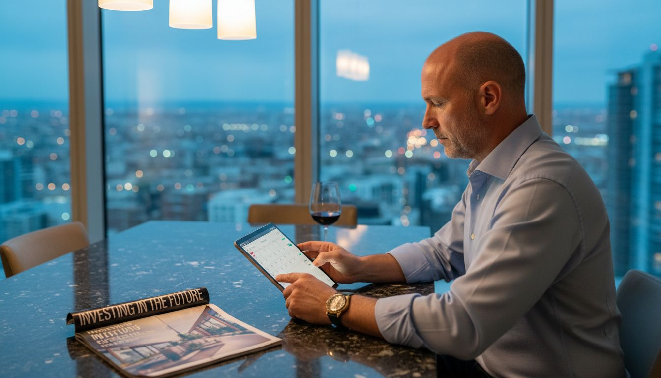 Luxury property owner reviewing rental bookings