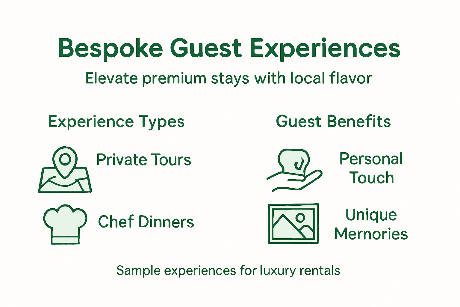 Infographic of premium guest experience packages
