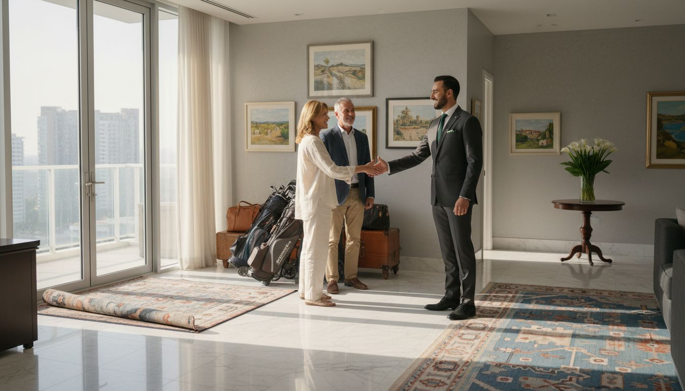 Concierge welcoming guests in a luxury apartment