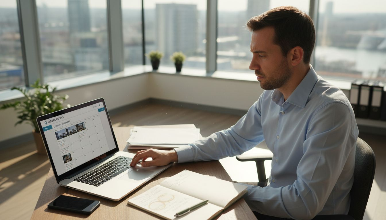 Property manager using digital platform in office