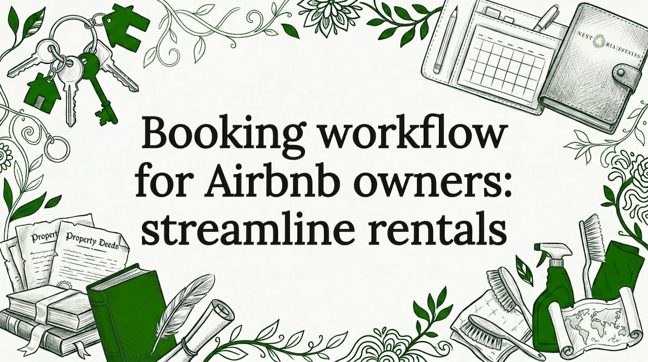 Decorative title card illustration for Airbnb booking workflow