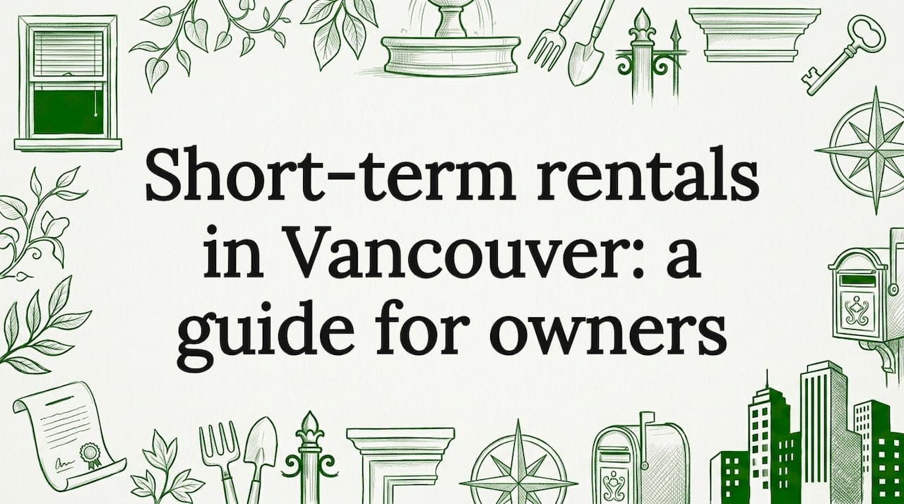 Decorative title card with rental props and Vancouver icons
