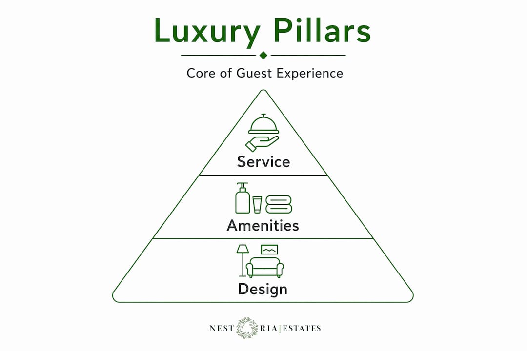 Infographic showing hierarchy of luxury accommodation pillars