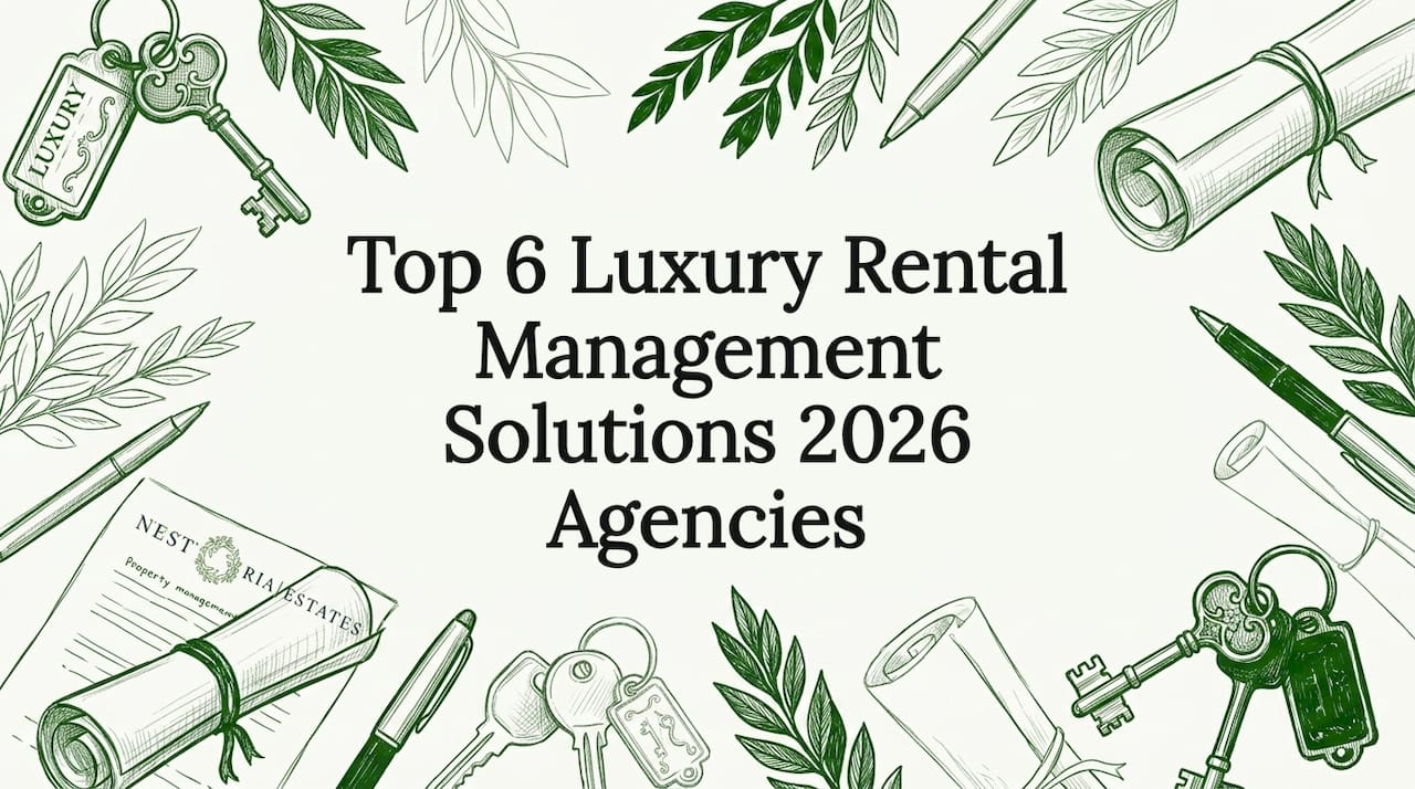 Hand-sketched luxury rental management themed title card