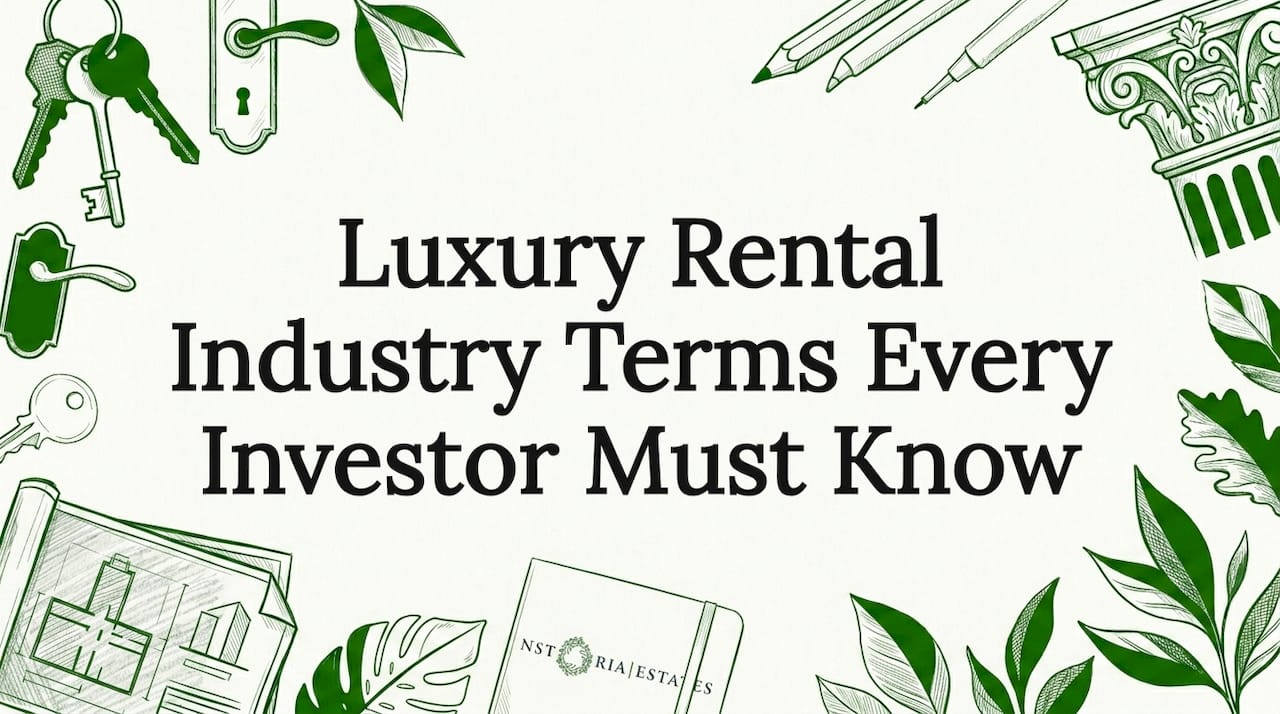 Decorative title card illustration for luxury rental article
