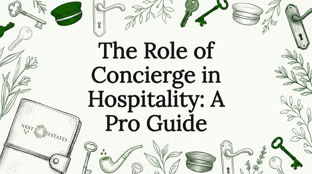 Decorative title card illustration for concierge hospitality article