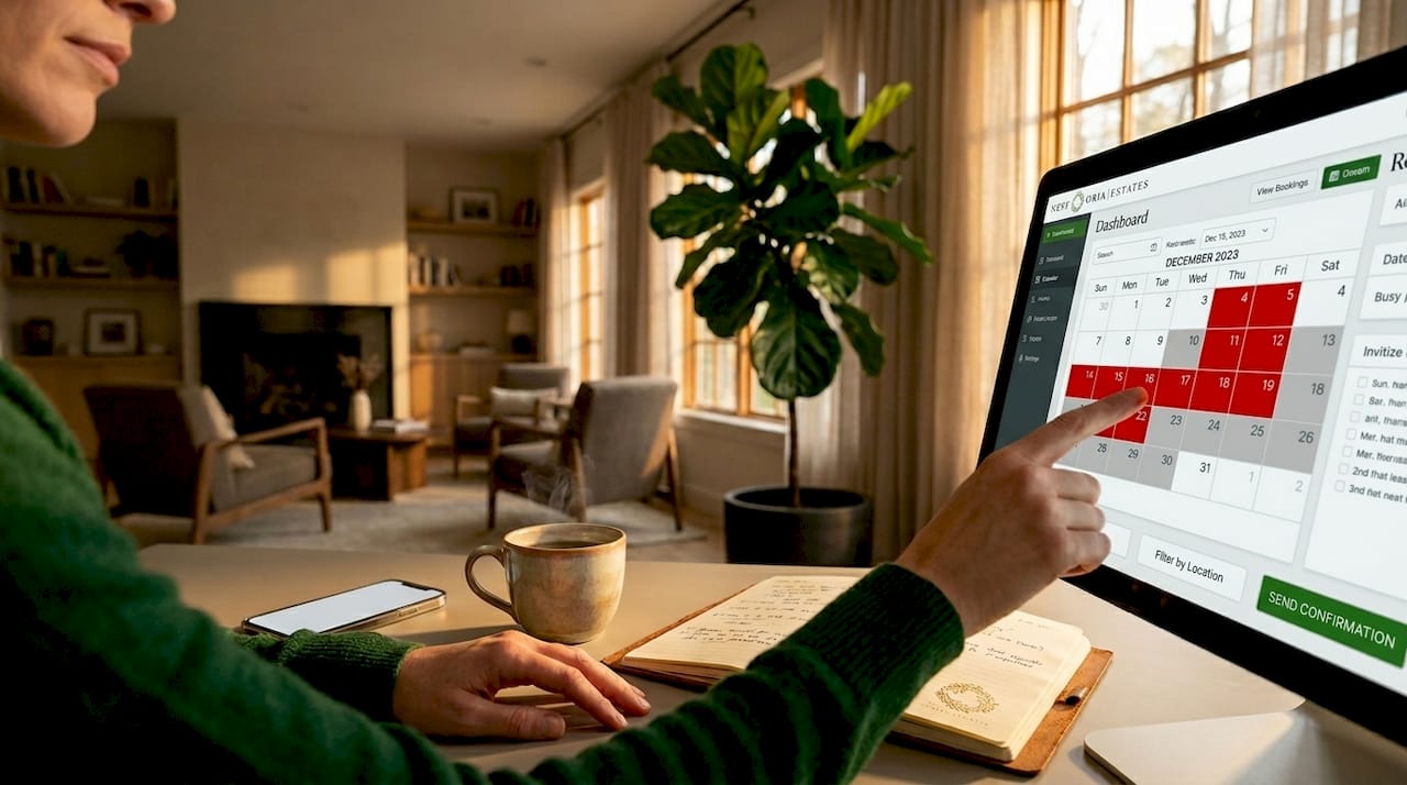 Person checking rental availability on computer